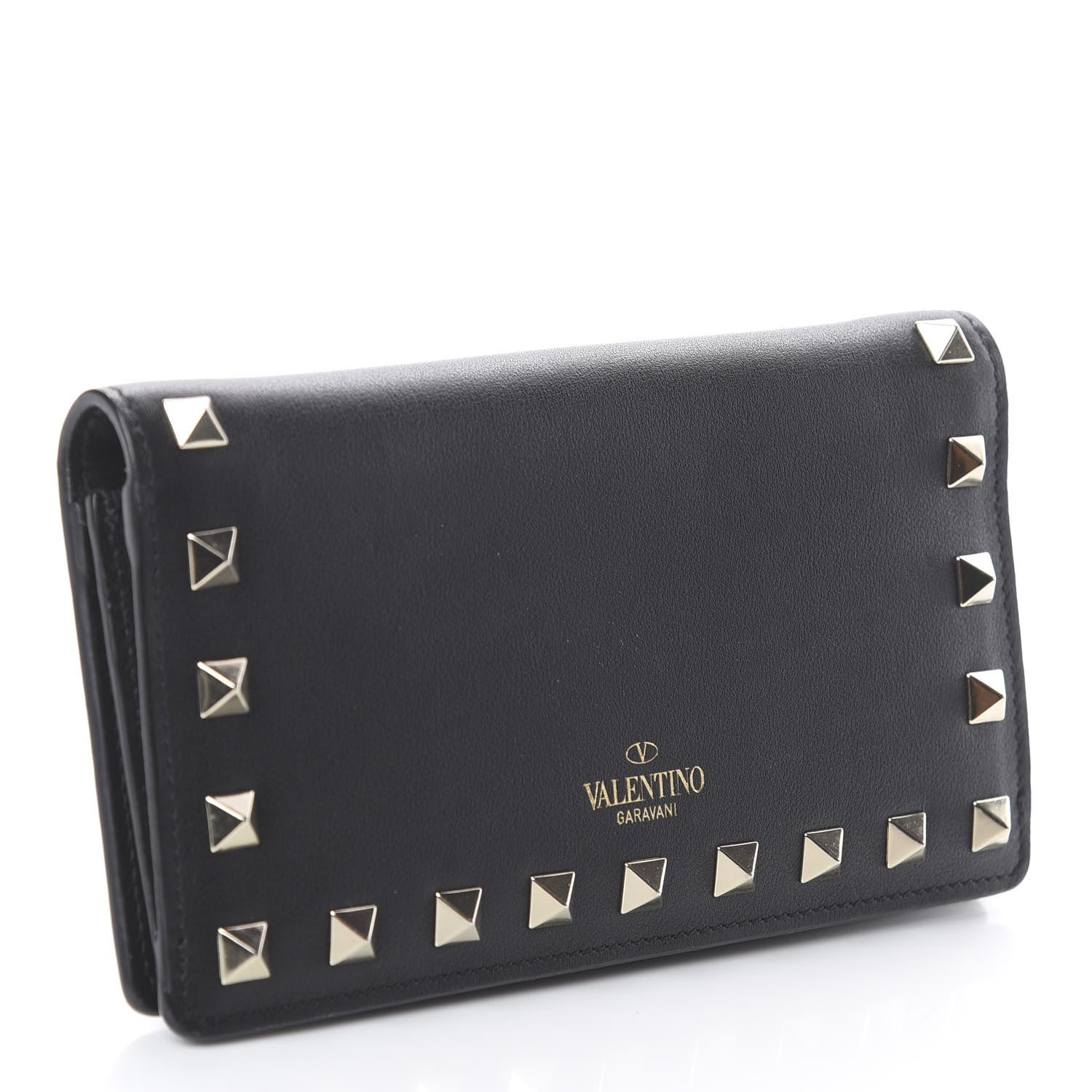 Valentino Garavani Vitello Rockstud Flap Wallet Black 2 of 5