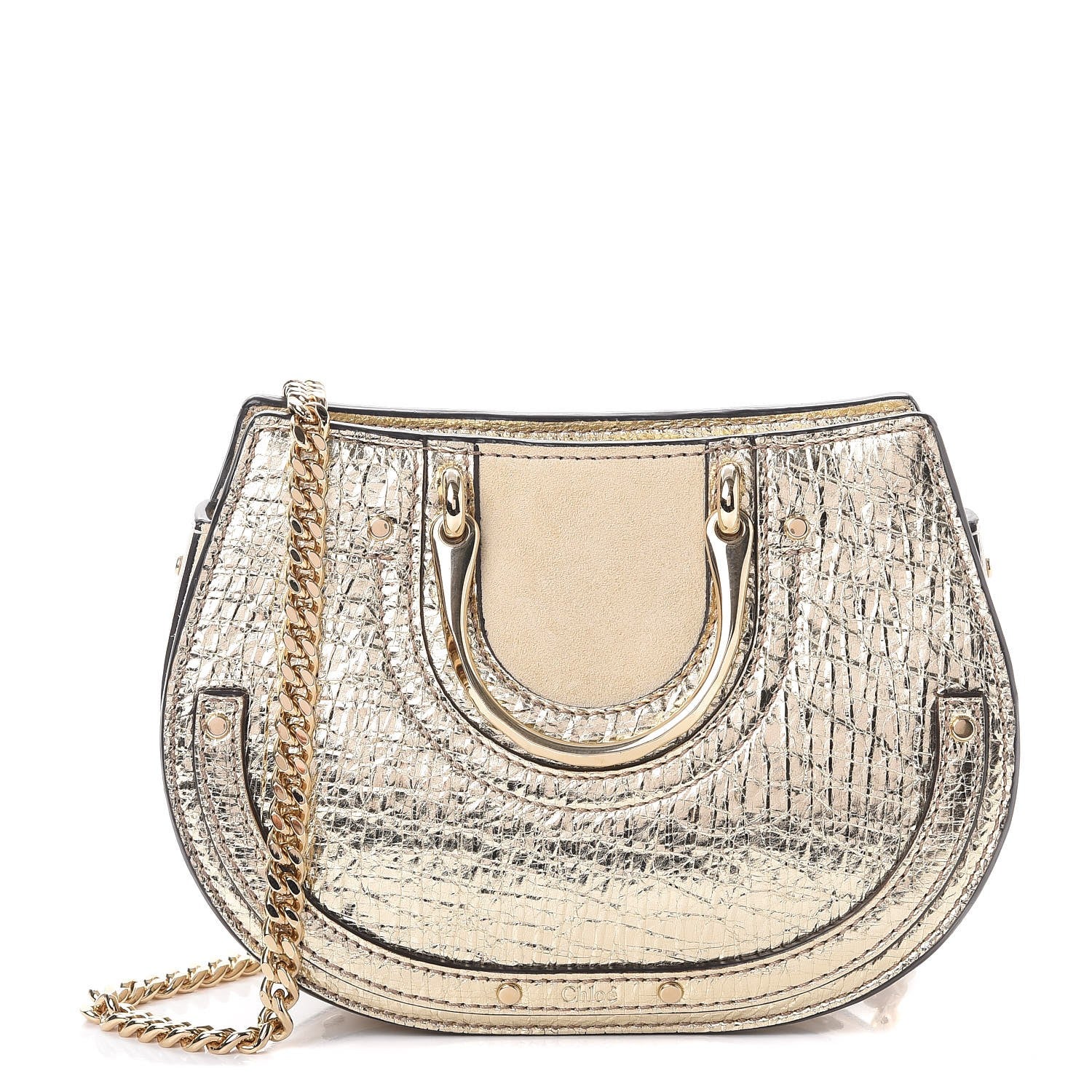 Chloe Metallic Calfskin Lambskin Suede Mini Pixie Signature Belt Bag Gold 1 of 9