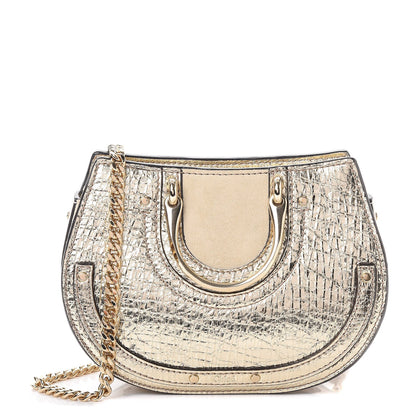 Chloe Metallic Calfskin Lambskin Suede Mini Pixie Signature Belt Bag Gold 1 of 9