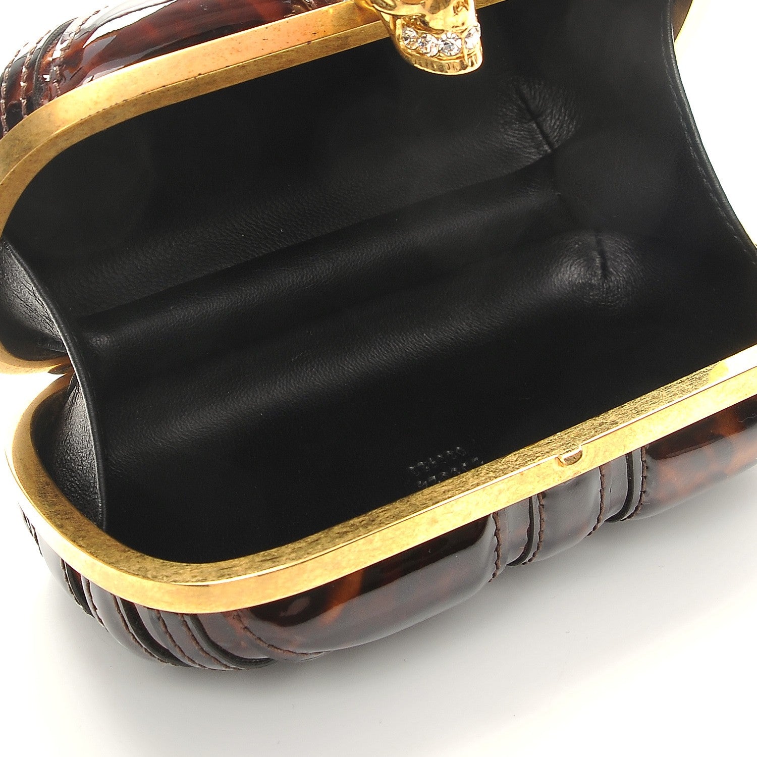 Alexander McQueen Patent Leopard Print Britannia Skull Box Clutch 5 of 7