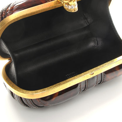 Alexander McQueen Patent Leopard Print Britannia Skull Box Clutch 5 of 7