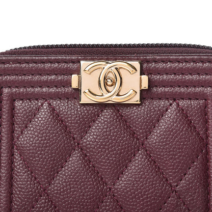 Chanel Caviar Quilted Boy Zip Around Coin Purse Wallet Dark Purple 8 of 9