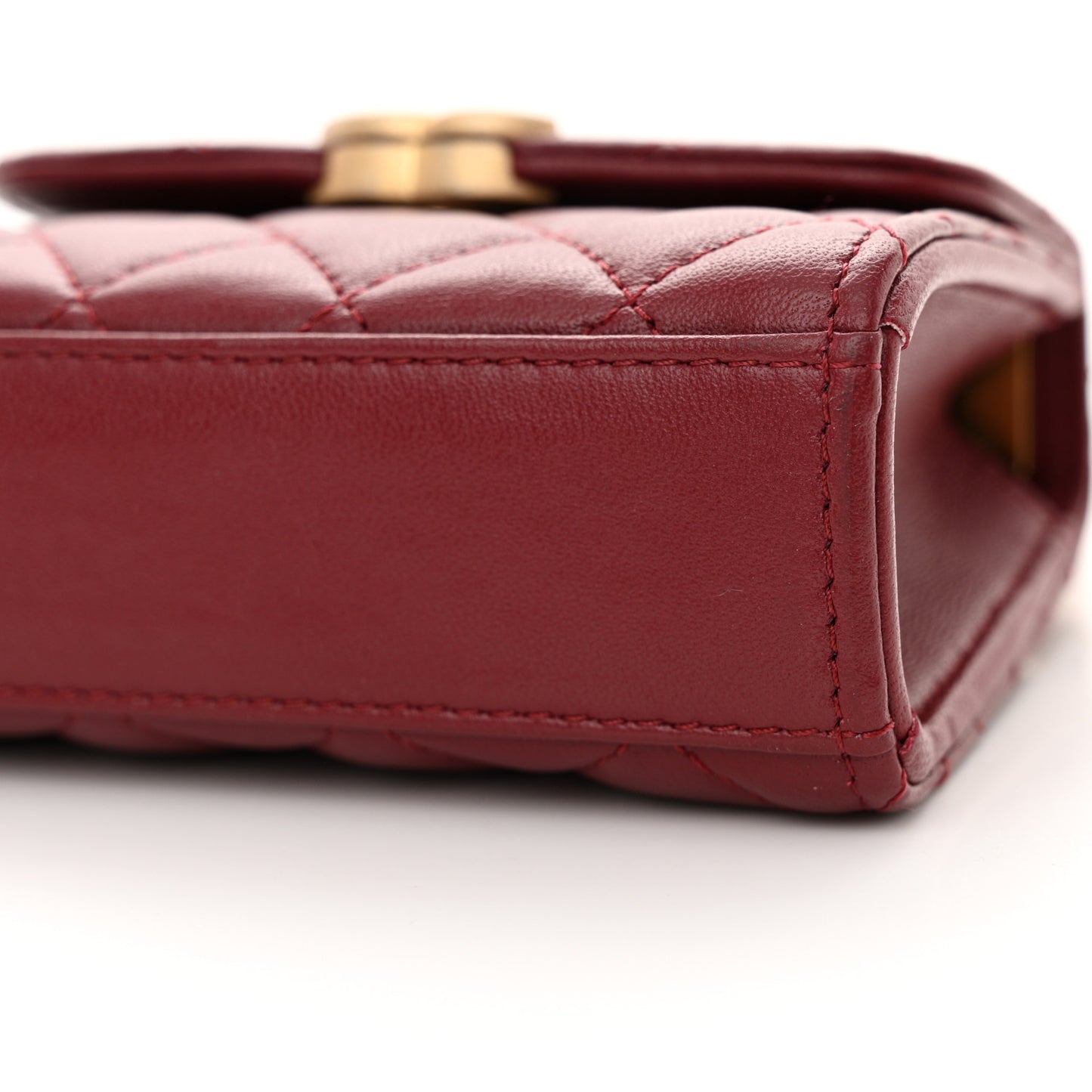 Lambskin Enamel Quilted Mini Top Handle Flap Red