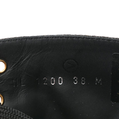 Louis Vuitton Calfskin Monogram Wonderland Flat Ranger Boots 38 Black 8 of 9