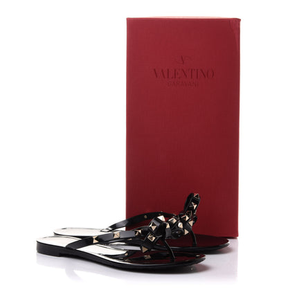 Valentino Garavani PVC Jelly Rockstud Bow Thong Sandals 37 Black 9 of 9