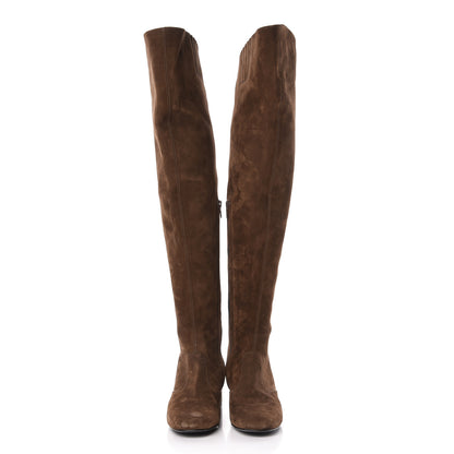 Saint Laurent Suede Babies 40 Over The Knee Boots 38 Brown 2 of 11