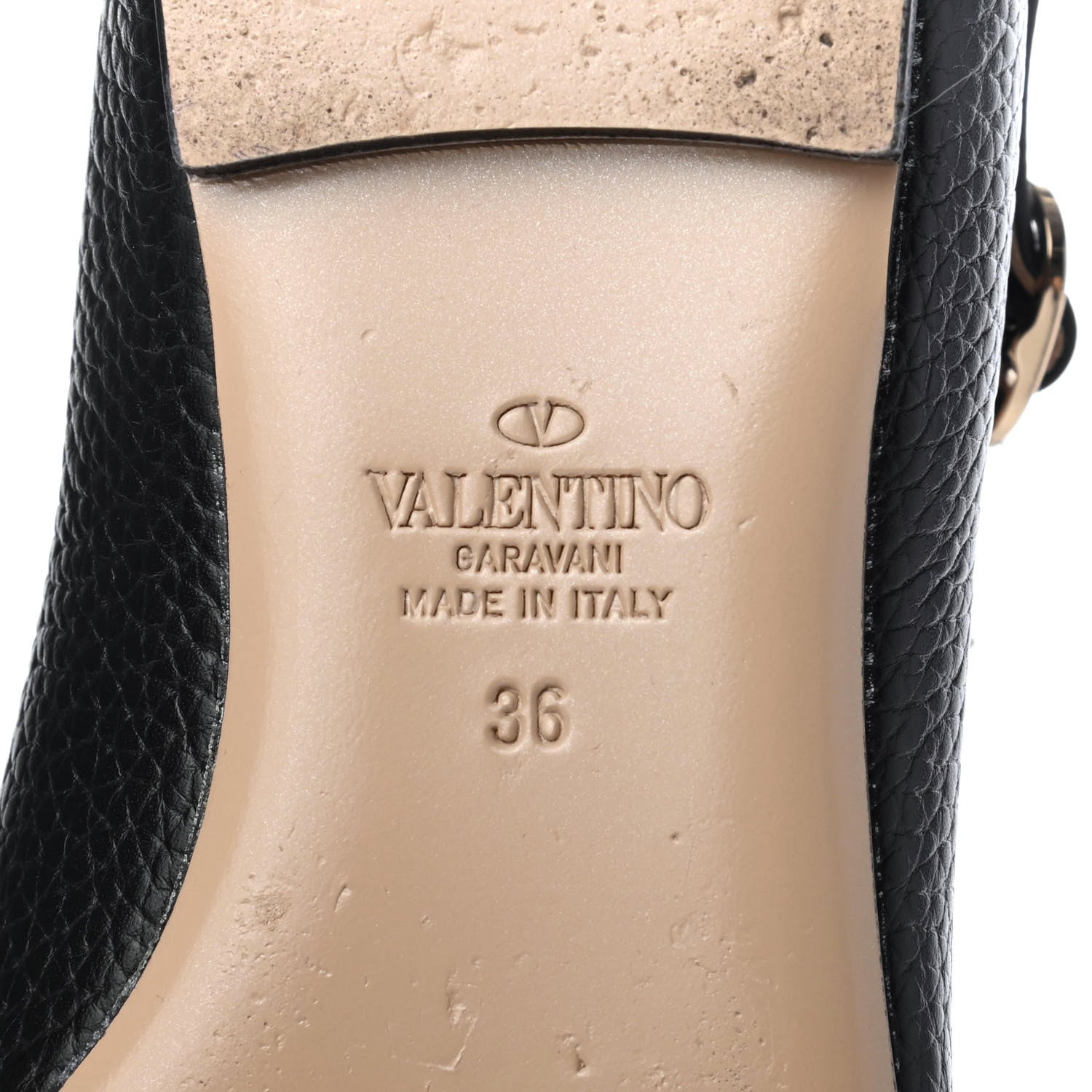 Valentino Garavani Pebbled Calfskin Rockstud Ankle Strap Ballerina Flats 36 Black 6 of 8
