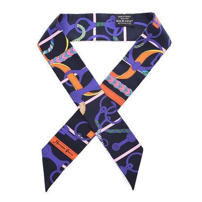 Hermes Silk Panoplie Equestre Twilly Caban Violet Orange 1 of 5