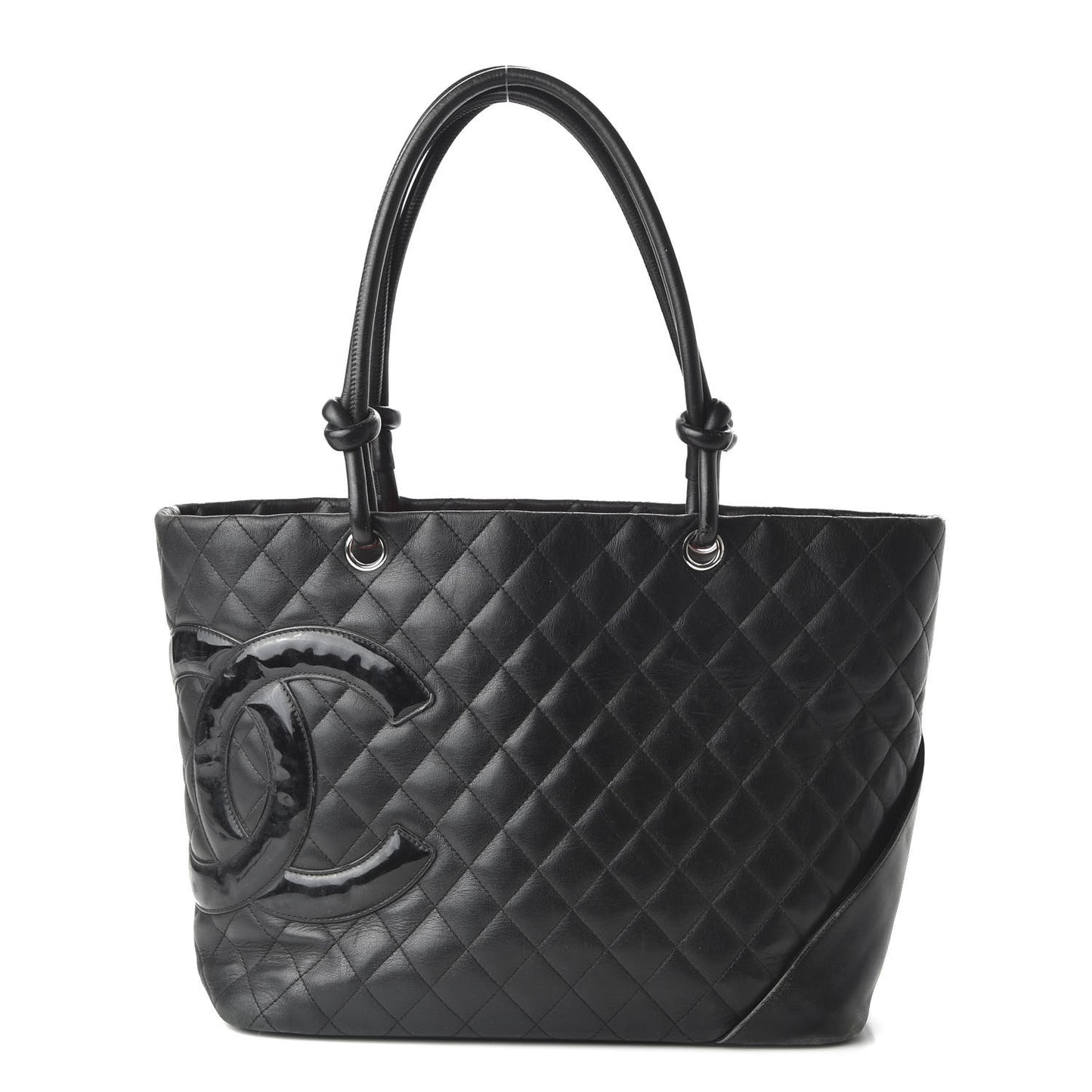 Calfskin Quilted Large Cambon Tote Black