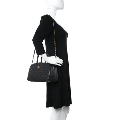 Chanel Caviar Lizard Quilted Coco Handle Bowler Black 2 of 10
