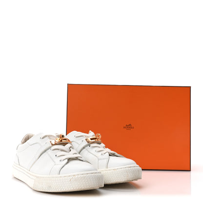 Hermes Calfskin Day Sneakers 37.5 White 10 of 10