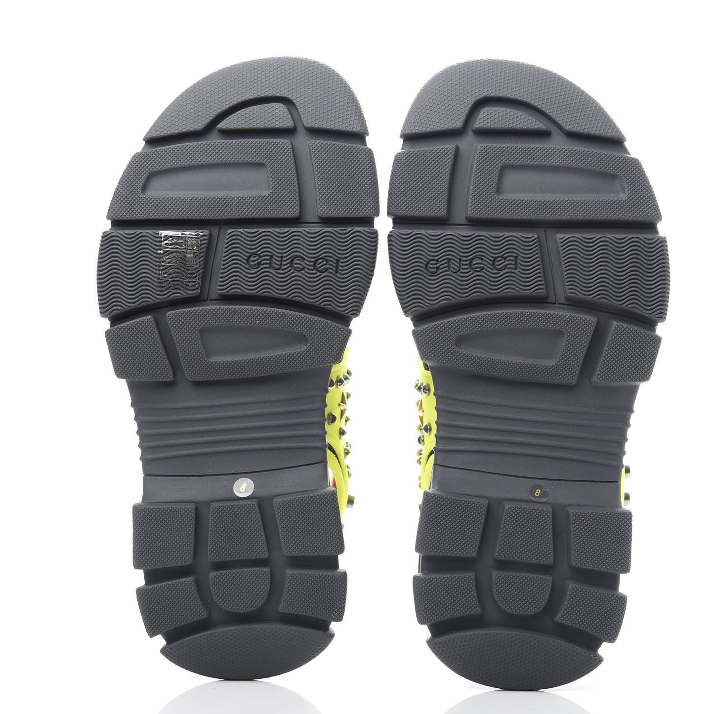 Technical Canvas Calfskin Studded Mens Aguru Sandals 8 Neon Yellow