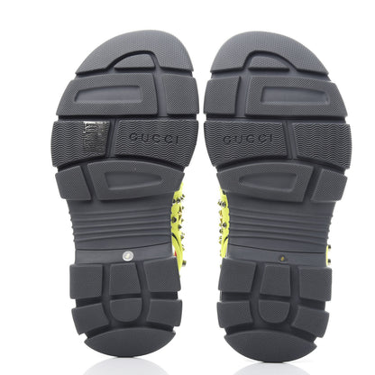 Gucci Technical Canvas Calfskin Studded Mens Aguru Sandals 8 Neon Yellow 6 of 11