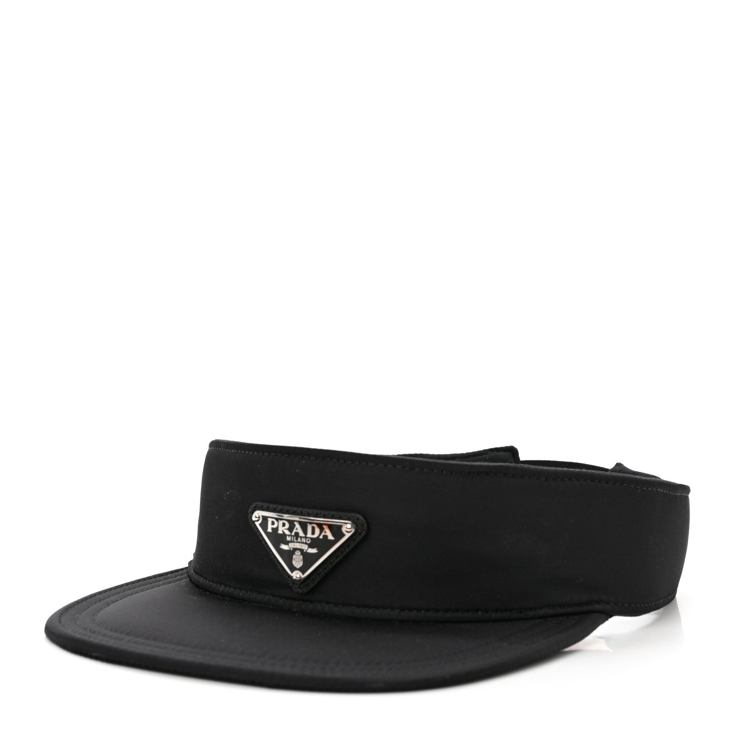 Prada Nylon Triango Metal Triangle Logo Mens Visor L Black 1 of 9