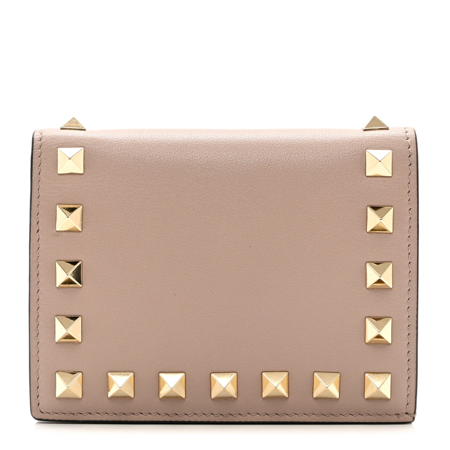 Valentino Garavani Calfskin Rockstud French Flap Wallet Poudre 1 of 7