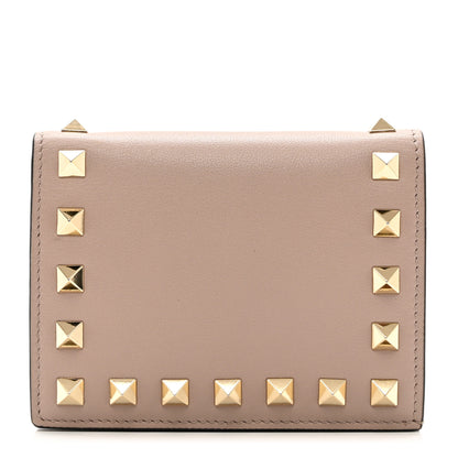 Valentino Garavani Calfskin Rockstud French Flap Wallet Poudre 1 of 7
