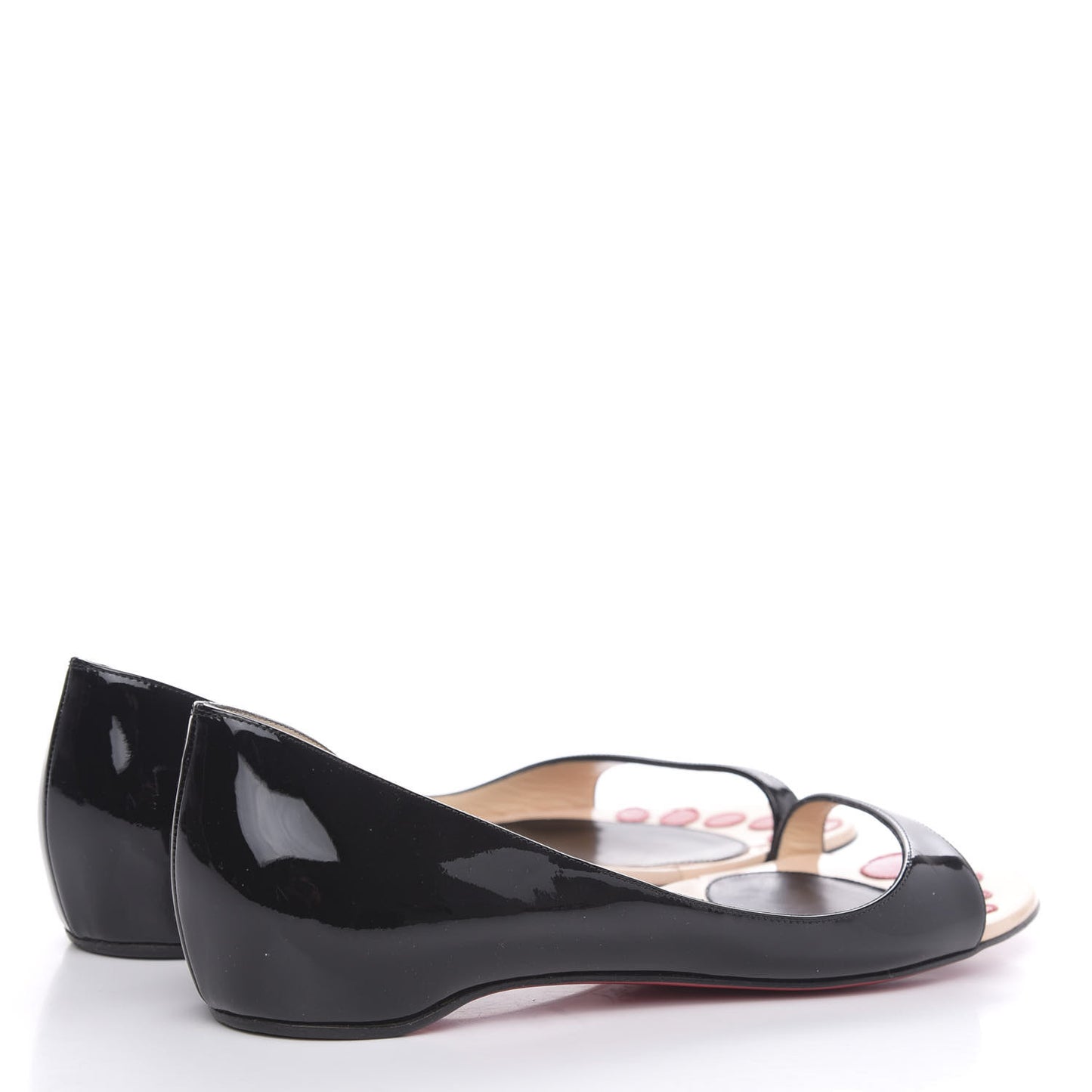 Patent Toboggan Peep Toe Ballerina Flats 35.5 Black