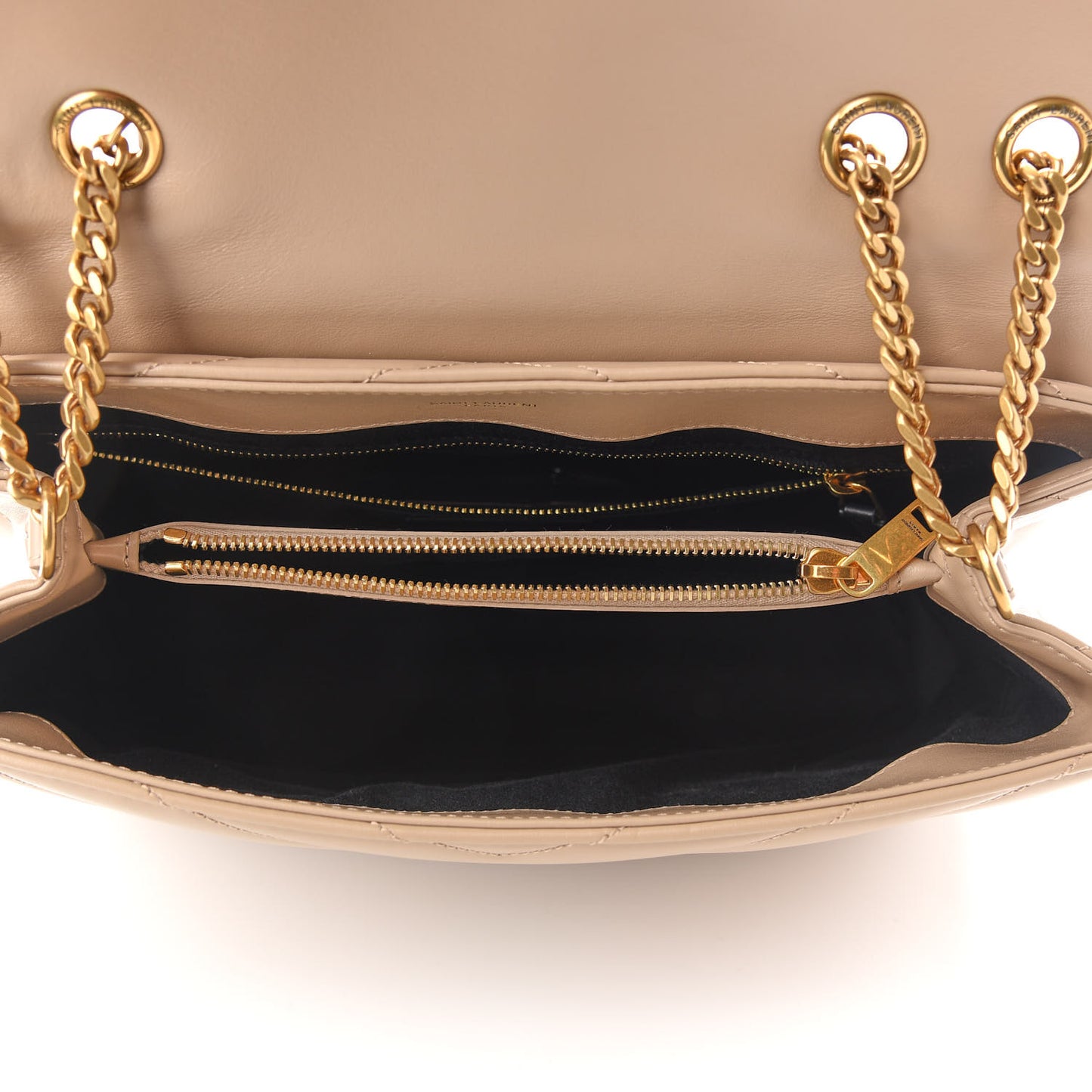 Calfskin Y Quilted Monogram Medium Loulou Chain Satchel Dark Beige