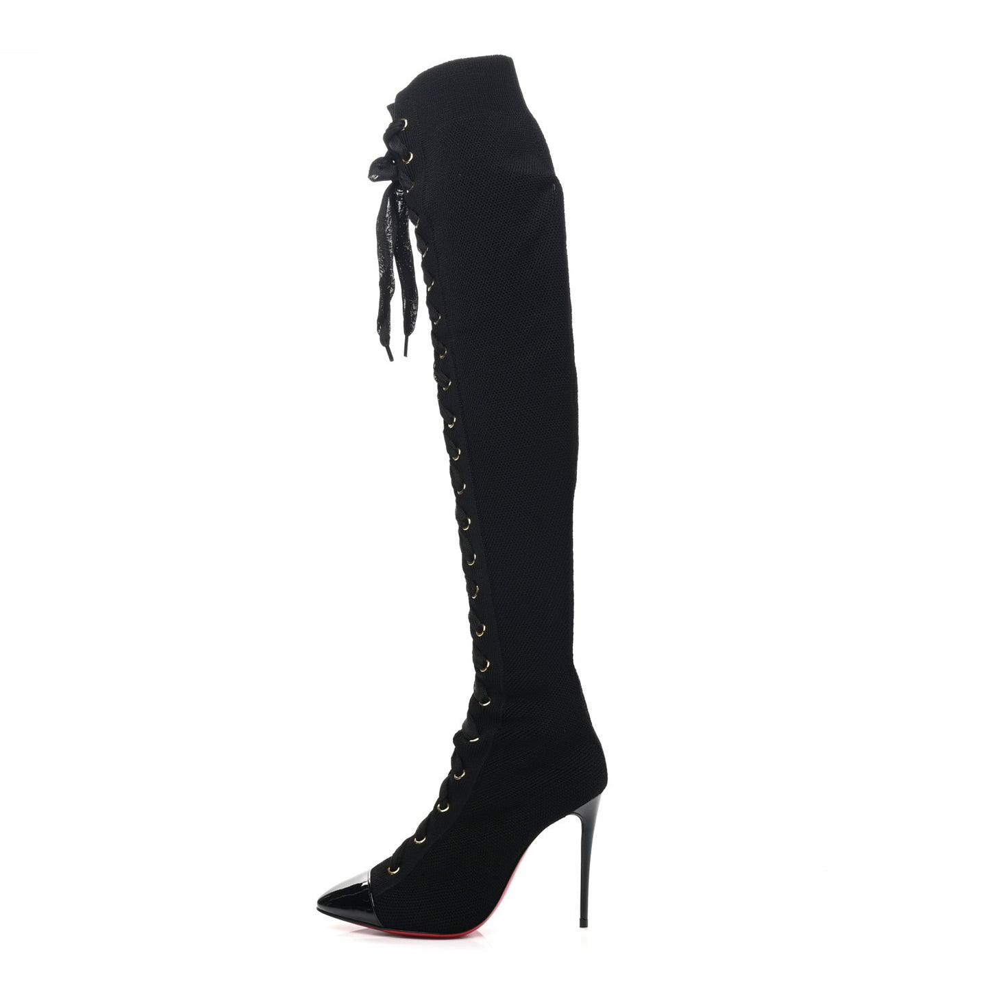 Patent Maille Tricot Frenchie 100 Sock Boots 35.5 Black