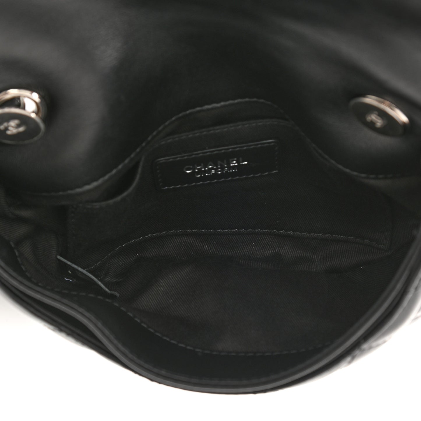 Calfskin Quilted CC Uniform Flap Belt Bag Black