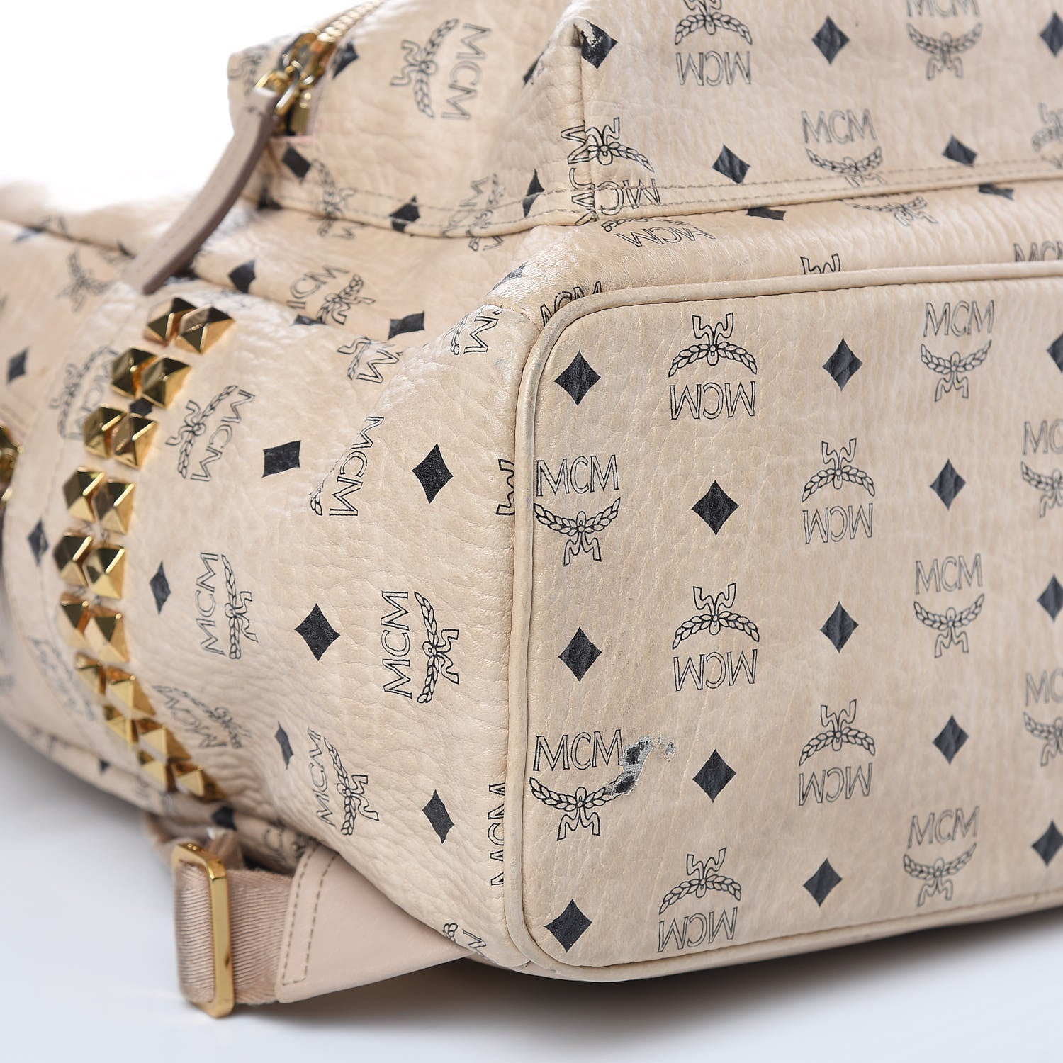MCM Visetos Medium Side Studs Stark Backpack Beige 8 of 18