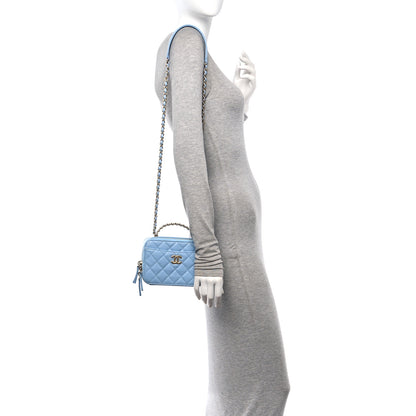 Chanel Caviar Quilted Mini Pick Me Up Vanity Case Light Blue 2 of 11