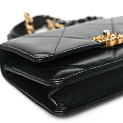 Chanel Lambskin Quilted Chanel 19 Wallet On Chain WOC Black 10 of 12