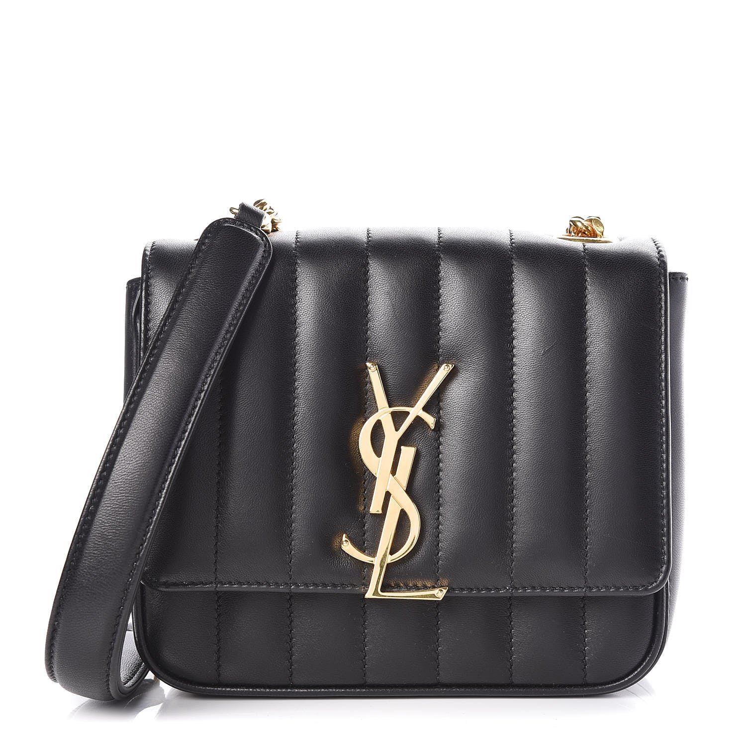 Saint Laurent Lambskin Matelasse Monogram Small Vicky Chain Bag Black 1 of 9
