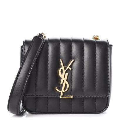 Saint Laurent Lambskin Matelasse Monogram Small Vicky Chain Bag Black 1 of 9