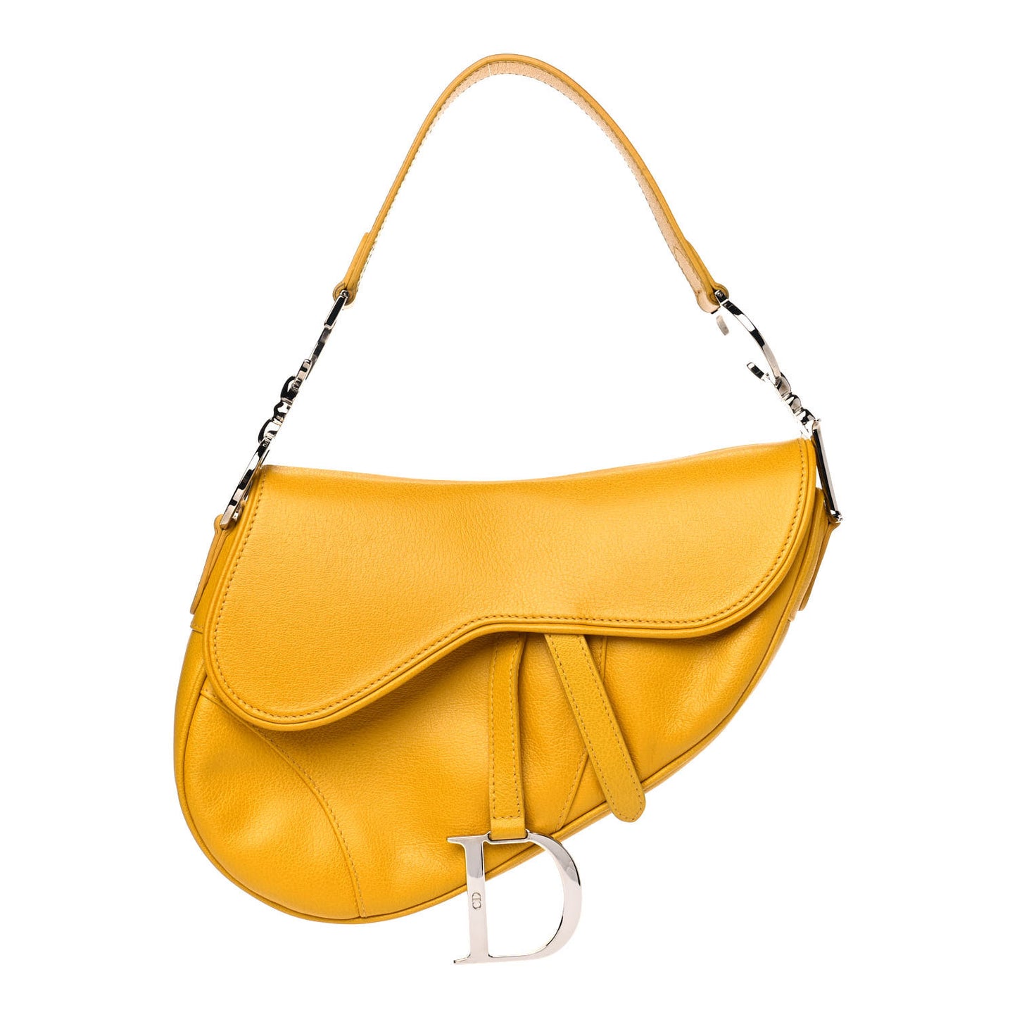Grained Calfskin Saddle Bag Dark Yellow