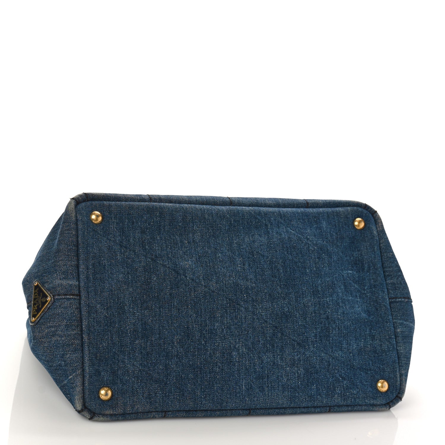 Prada Denim Logo Tote Bleu 4 of 9