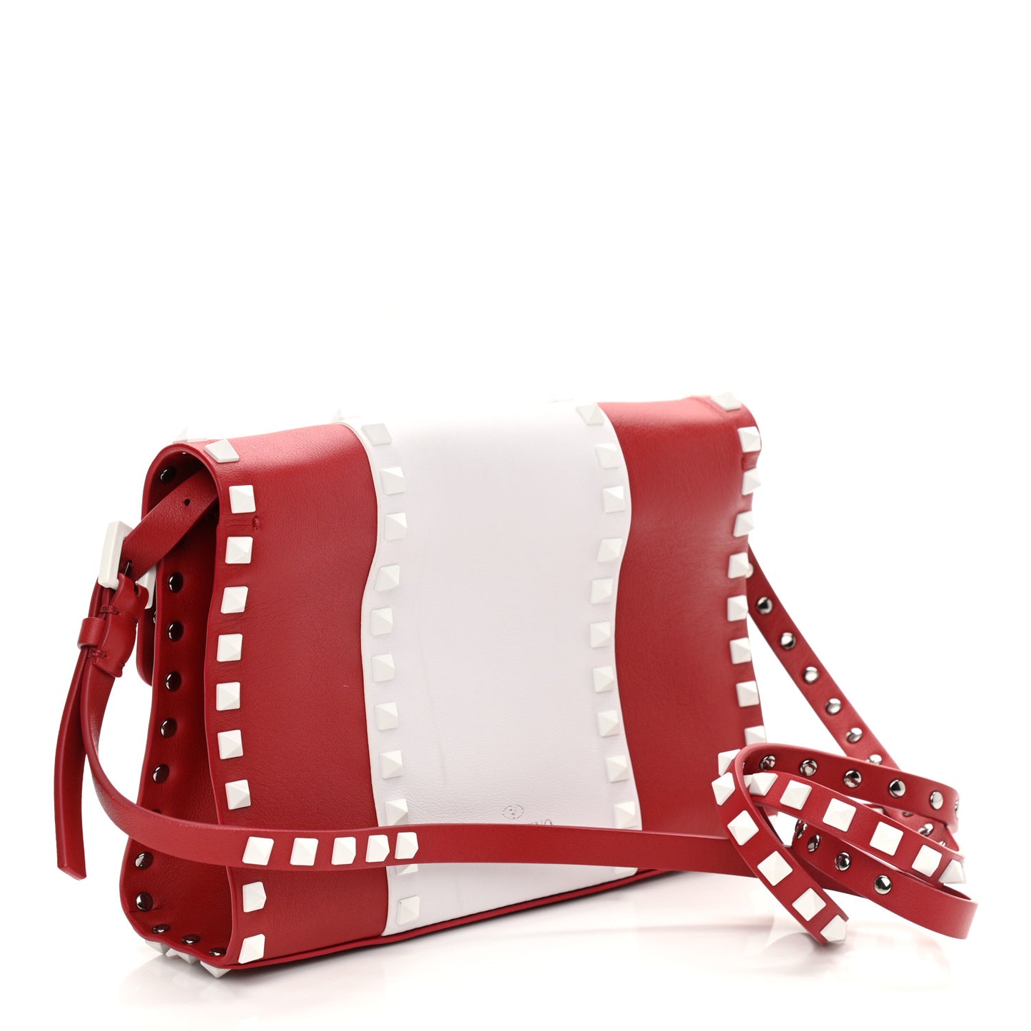 Vitello Colorblock Medium Free Rockstud Flip Lock Crossbody Bag Rosso Valentino Optic White