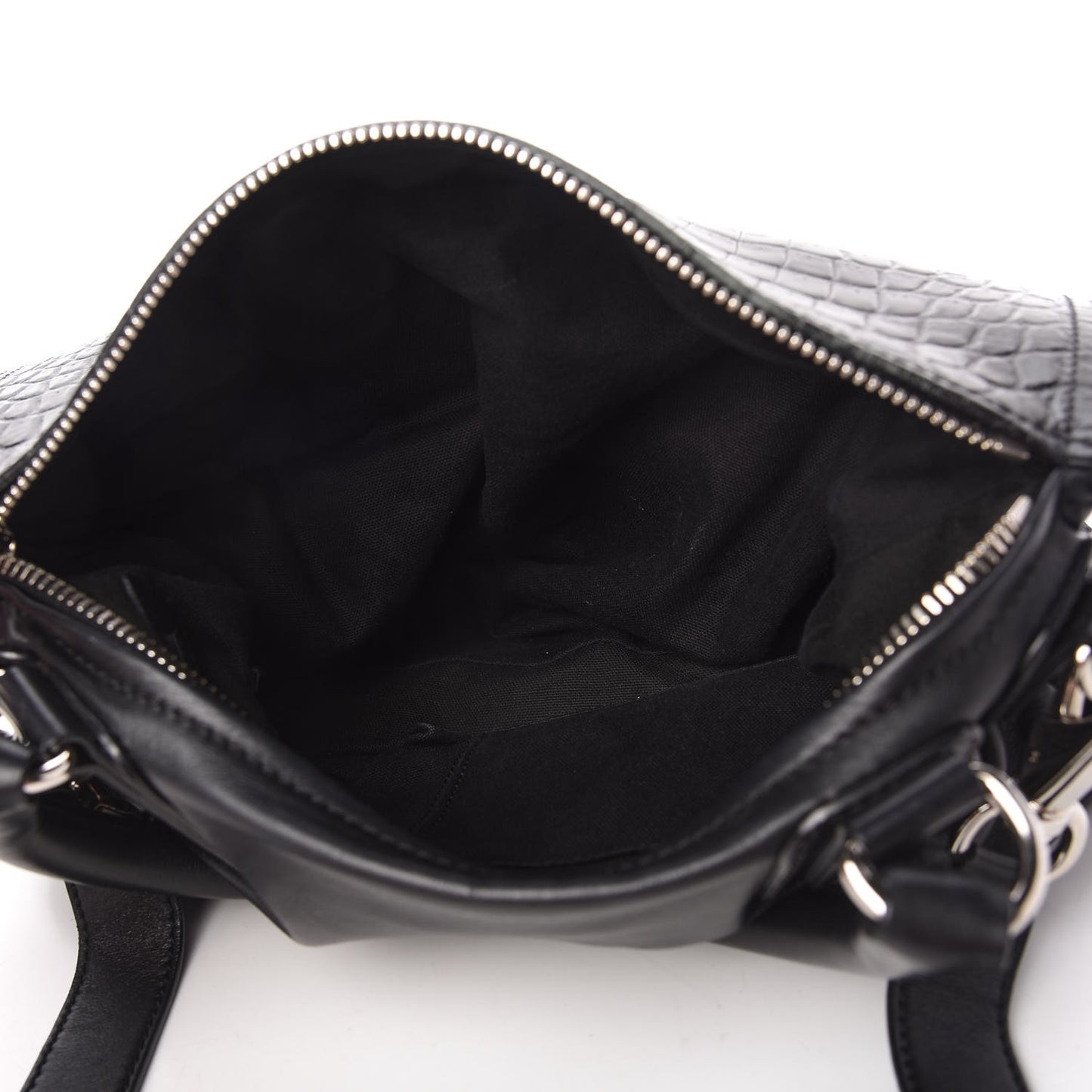 Smooth Calfskin Crocodile Embossed Medium Pandora Black