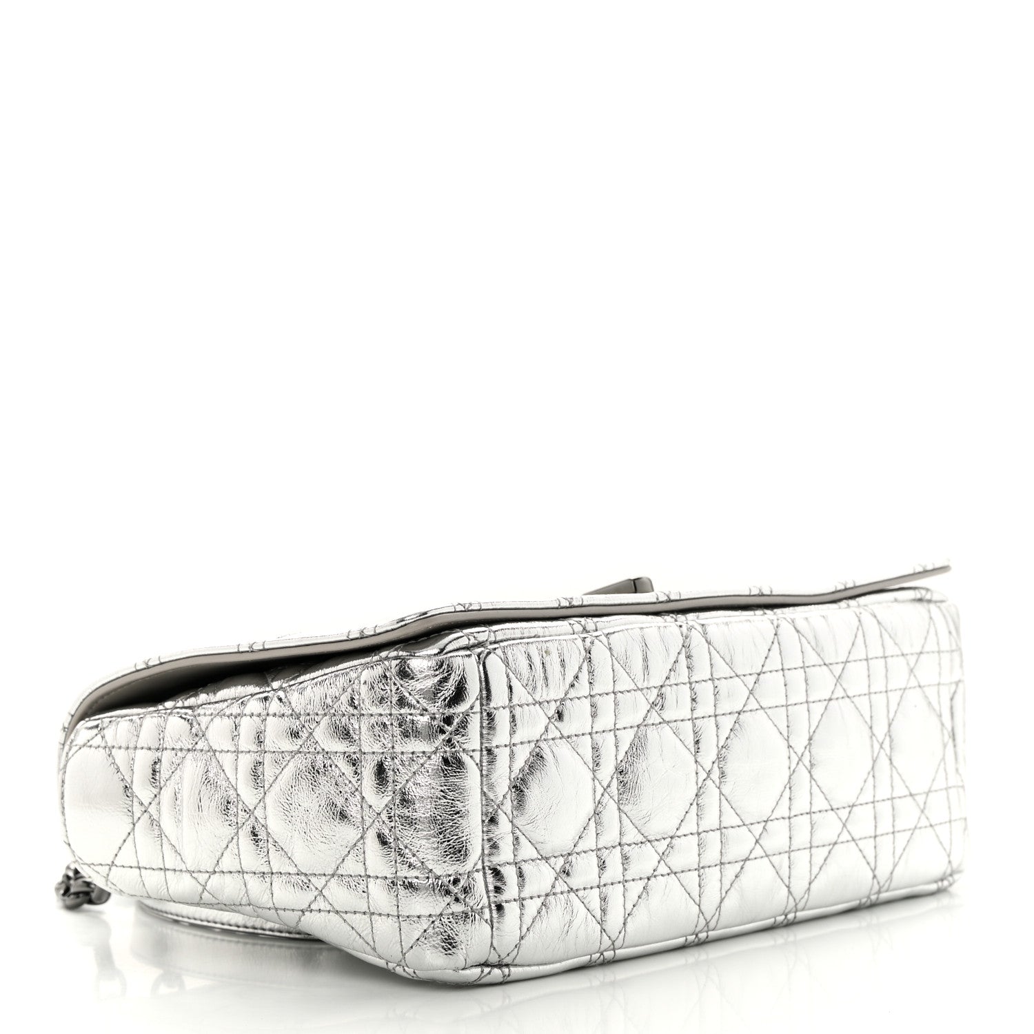 Christian Dior Metallic Calfskin Cannage Medium Caro Bag Argent 4 of 12