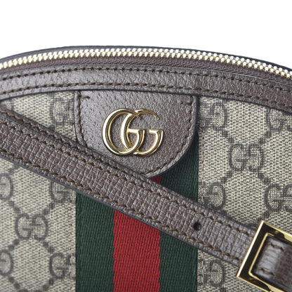 Gucci GG Supreme Monogram Textured Dollar Calfskin Web Small Ophidia Dome Shoulder Bag Beige Ebony New Acero 9 of 9
