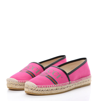 Gucci Canvas Logo Espadrilles 36 Cyclamen Rose Black 3 of 8