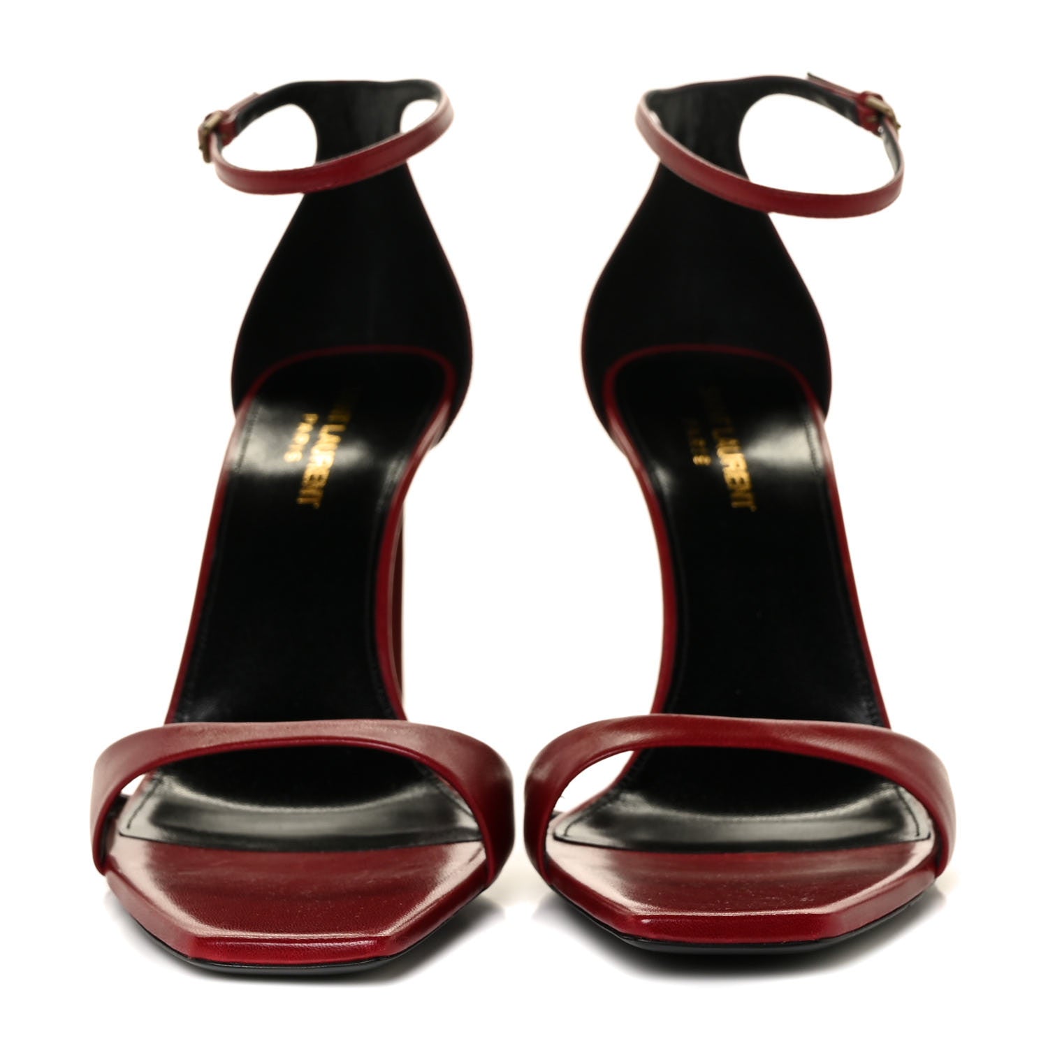 Saint Laurent Smooth Calfskin Bea Ankle Strap Sandals 40 Opyum Red 2 of 7