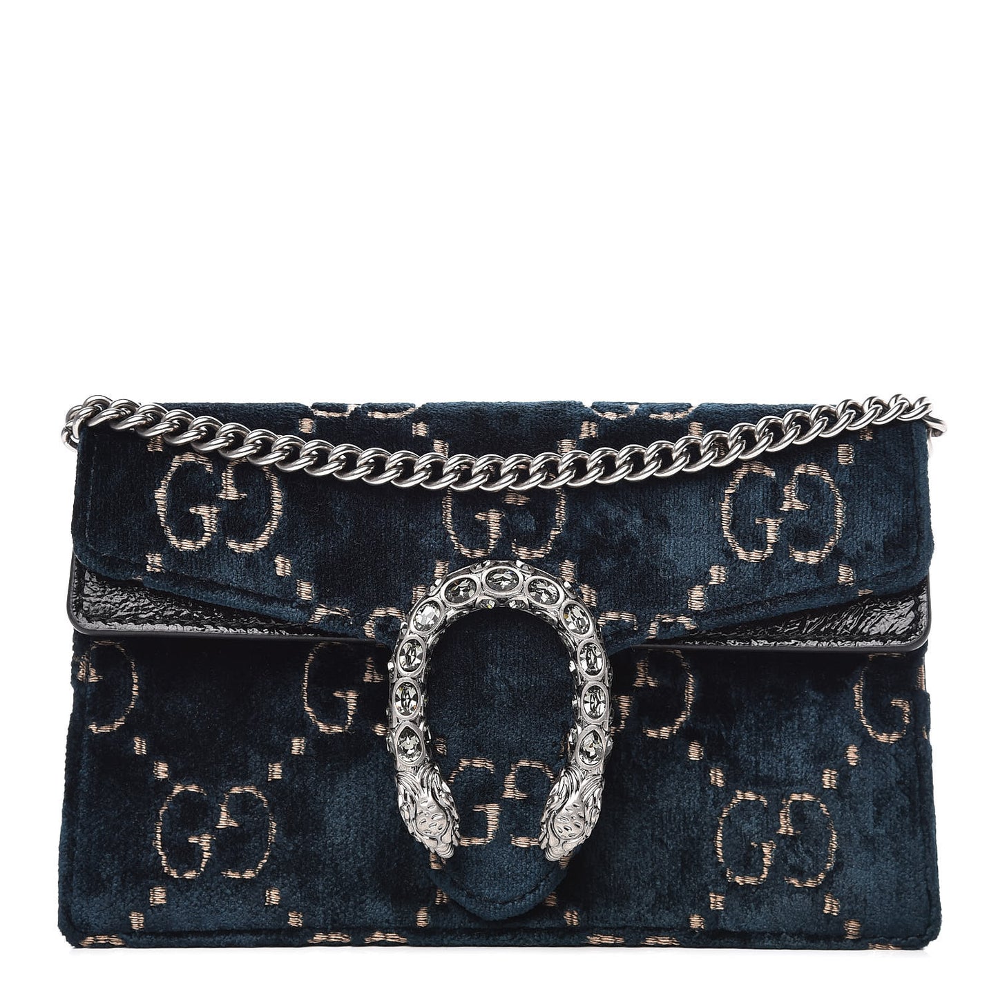 Velvet GG Monogram Super Mini Dionysus Shoulder Bag Blue Beige Black