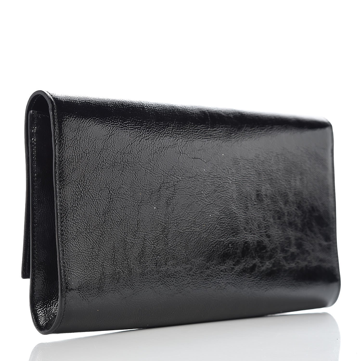 Saint Laurent Textured Patent Monogram Large Belle De Jour Clutch Black 3 of 8