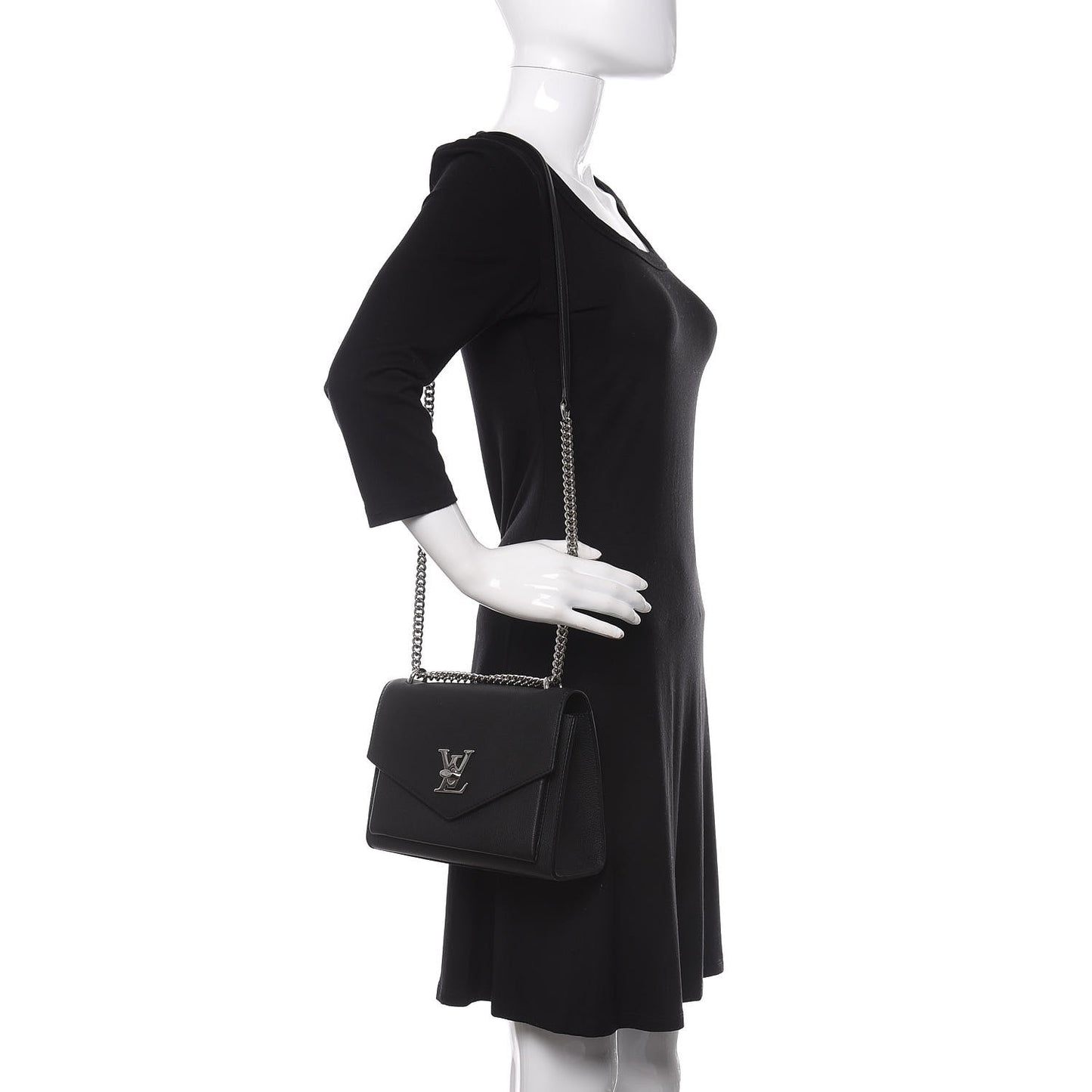 Soft Calfskin My Lockme Chain Bag BB Black