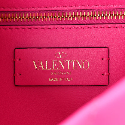 Valentino Garavani Nappa Lacquer Monochrome Medium Roman Stud Shoulder Bag Pink PP 6 of 8