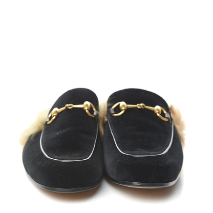 Gucci Velvet Fur Mens Princetown Slippers 5 Black 2 of 10