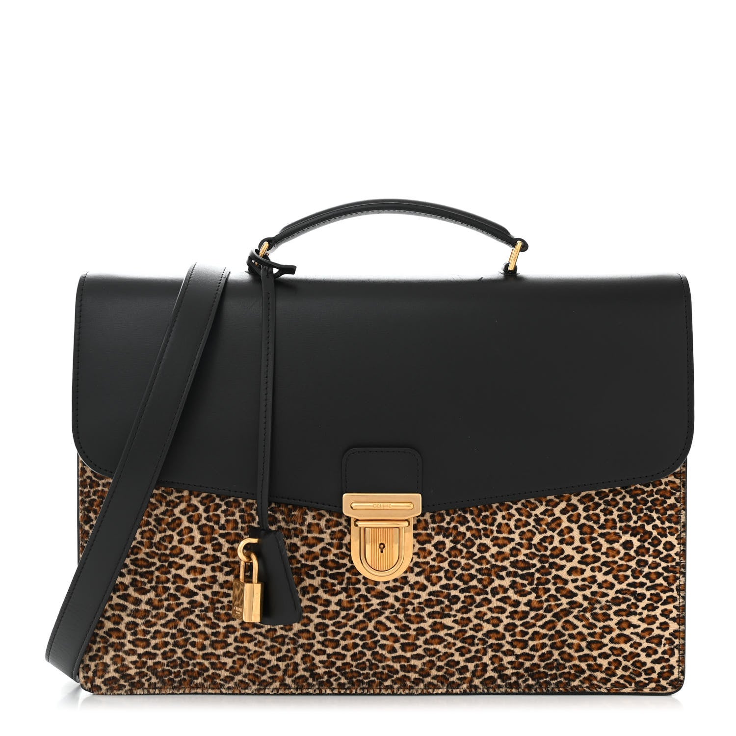 Celine Calfskin Cartable Pony Hair Small Briefcase Black 1 of 11