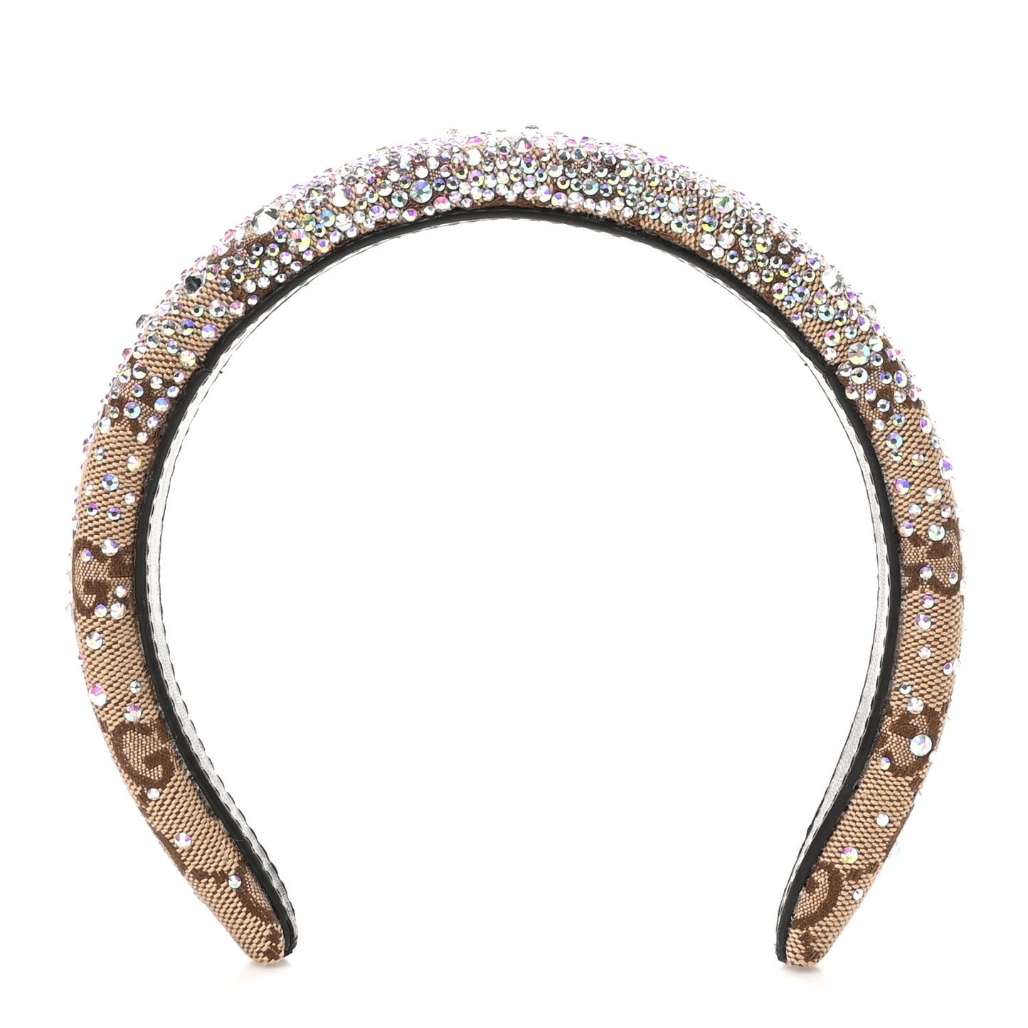 GG Canvas Crystal Monogram Headband Brown