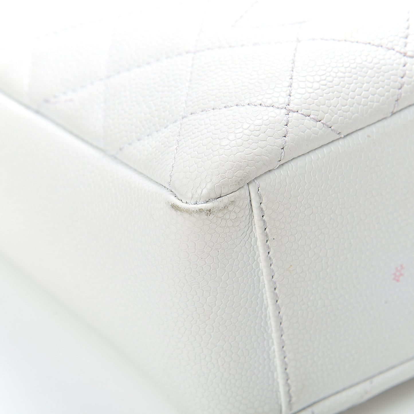 Caviar Quilted Petit Shopping Tote PST White