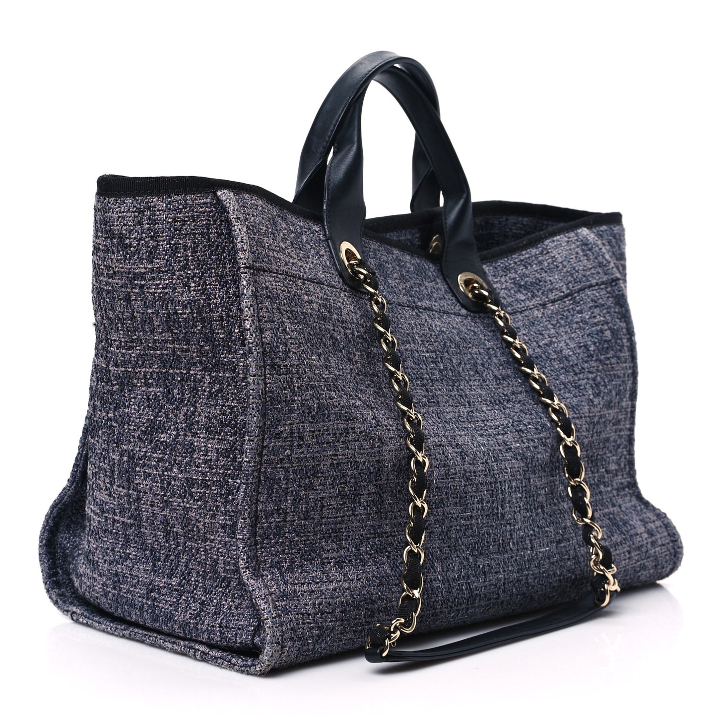 Lurex Boucle Medium Deauville Tote Black