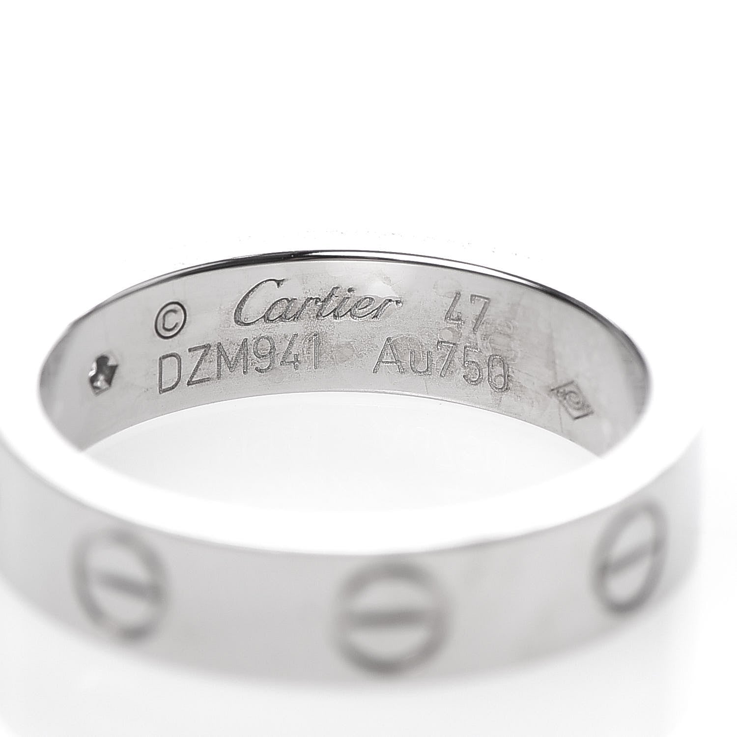 Cartier 18K White Gold Diamond 4mm LOVE Wedding Band Ring 47 4 4 of 5