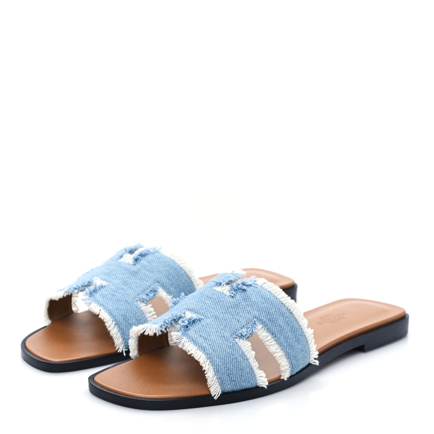 Denim Oran Fringe Sandals 36.5 Bleu Clair