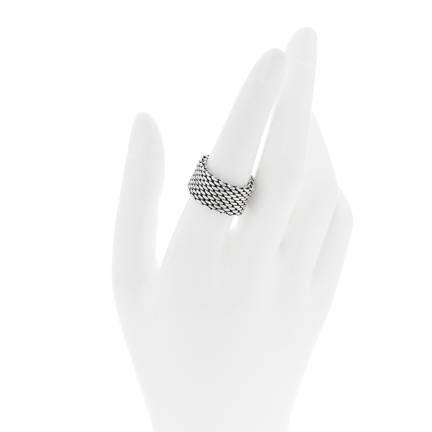 Tiffany Sterling Silver Somerset Mesh Ring 54 7 2 of 4
