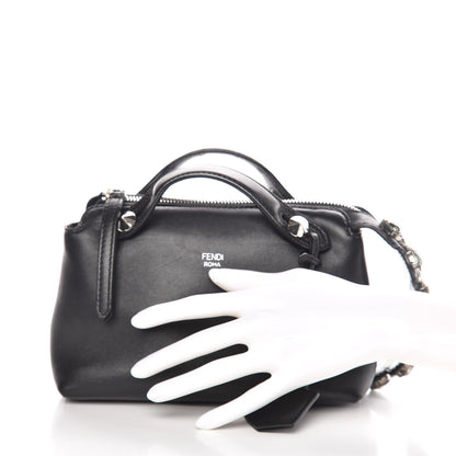 Fendi Shiny Nappa Crystal Croc Tail Mini By The Way Boston Bag Black Smoky Quartz 3 of 12